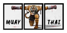Kit 3 Quadros Muay Thai Arte Tigre Lutador Kit 3 Quadros Muay Thai Arte Tigre Lutador