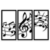 Kit 3 Quadros Música Melodia Notas Musicais Vazado em MDF