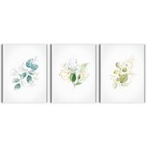 Kit 3 Quadros Natureza Verde em Arte Estilizada