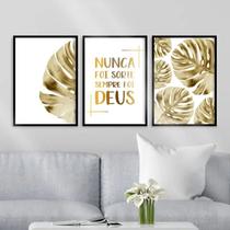 Kit 3 Quadros Nunca Foi Sorte Sempre Foi Deus 33x24cm - com vidro