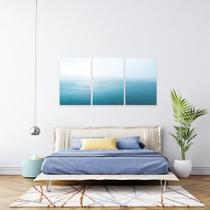Kit 3 Quadros Oceano ul Infinito Em Canvas -Estilo Mosaico