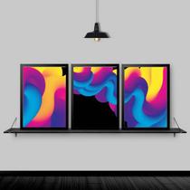 Kit 3 Quadros Ondas Tridimensionais 33x24cm - com vidro Kit 3 Quadros Ondas Tridimensionais 33x24cm - com vidro