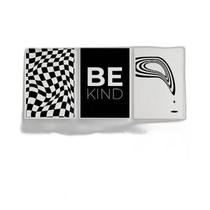 Kit 3 Quadros Optical Art- Be Kind 45X34Cm Preta Kit 3 Quadros Optical Art- Be Kind 45X34Cm Preta