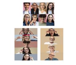 Kit 3 Quadros Ótica Óculos Oftalmologia Decorativo 28x40cm