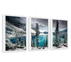 Kit 3 Quadros Paisagem Floresta Neve Mar Gelo Neblina 45x30 Kit 3 Quadros Paisagem Floresta Neve Mar Gelo Neblina 45x30