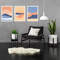 Kit 3 Quadros Paisagens Abstratas Montanhas Boho 45x34cm