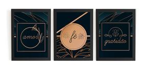 Kit 3 Quadros Para Sala Amor Fé Gratidão Arte Geometrica Kit 3 Quadros Para Sala Amor Fé Gratidão Arte Geometrica