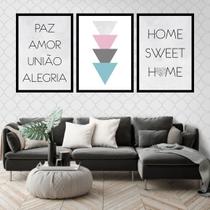 Kit 3 Quadros Paz, Amor, União e Alegria 24x18cm - com vidro Kit 3 Quadros Paz, Amor, União e Alegria 24x18cm - com vidro