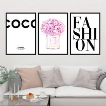 Kit 3 Quadros Perfume Fashion 60x40cm