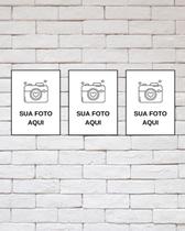 Kit 3 Quadros Personalizados a Sua escolha Foto ou Imagem Placa Decorativa Sala Quarto Decoração
