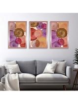 Kit 3 Quadros Pintura Geométricas Tons Rosa Sala Quarto Kit 3 Quadros Pintura Geométricas Tons Rosa Sala Quarto