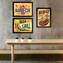 Kit 3 Quadros Placas Vintage Churrasco 24x18cm Kit 3 Quadros Placas Vintage Churrasco 24x18cm