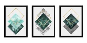 Kit 3 Quadros Plantas Abstratos Geométricos Arte Decoração Kit 3 Quadros Plantas Abstratos Geométricos Arte Decoração