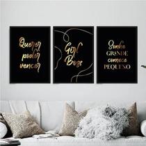 Kit 3 Quadros Poder Querer Vencer 45X34Cm Preta