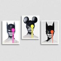 kit 3 Quadros Pop Art Mulher Gato 24x18cm kit 3 Quadros Pop Art Mulher Gato 24x18cm