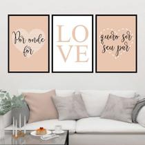 Kit 3 Quadros Por Onde For/ love 60x40cm Kit 3 Quadros Por Onde For/ love 60x40cm