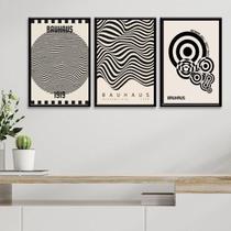 Kit 3 Quadros Posters Bauhaus - Preto E Branco 24X18Cm