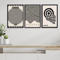 Kit 3 Quadros Posters Bauhaus - Preto e Branco 45x34cm Kit 3 Quadros Posters Bauhaus - Preto e Branco 45x34cm