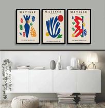 Kit 3 Quadros Posters Matisse Colorido 24X18Cm - Com Vidro