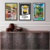 Kit 3 Quadros Posters Salvador Bahia 24x18cm - com vidro Kit 3 Quadros Posters Salvador Bahia 24x18cm - com vidro