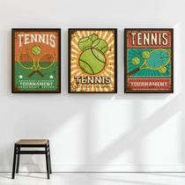 Kit 3 Quadros Posters Tennis Vintage 24X18Cm