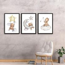 Kit 3 Quadros Quarto De Bebê Ursinhos 33X24Cm - Com Vidro Kit 3 Quadros Quarto De Bebê Ursinhos 33X24Cm - Com Vidro