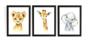 Kit 3 Quadros Quarto Infantil Animais Filhotes Lindos