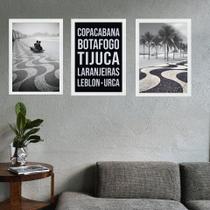 Kit 3 Quadros Rio De Janeiro - Bairros Zona Sul 33x24cm - com vidro