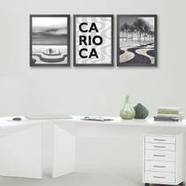 Kit 3 Quadros Rio De Janeiro - Copacabana 45x34cm - com vidro