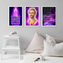 Kit 3 Quadros Saint Germain- Chama Violeta 24x18cm