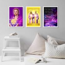 Kit 3 Quadros Saint Germain E Jesus Cristo 33x24cm - com vidro