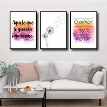 Kit 3 Quadros Salmo 1213 - Amor Está no Ar 24x18cm - com vidro