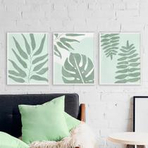 Kit 3 Quadros Samambaia - Folhas e Flores - Moldura Caixa + Foam + Vidro em Vários Tamanhos - Artfine Kit 3 Quadros Samambaia - Folhas e Flores - Moldura Caixa + Foam + Vidro em Vários Tamanhos - Artfine