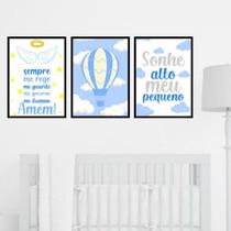 Kit 3 Quadros Sonhe Alto - Anjo da Guarda 45x34cm - com vidro Kit 3 Quadros Sonhe Alto - Anjo da Guarda 45x34cm - com vidro