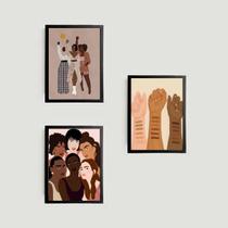 Kit 3 Quadros Stop Racism 45x34cm - com vidro