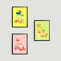 Kit 3 Quadros Sucos Naturais 24X18Cm