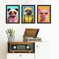 Kit 3 Quadros Teenager Bichos Fashion 24X18Cm Kit 3 Quadros Teenager Bichos Fashion 24X18Cm