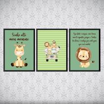 Kit 3 Quadros Tema Safari Infantil Sonhe Alto 24x18cm Kit 3 Quadros Tema Safari Infantil Sonhe Alto 24x18cm