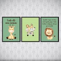 Kit 3 Quadros Tema Safari Infantil Sonhe Alto 33X24Cm Kit 3 Quadros Tema Safari Infantil Sonhe Alto 33X24Cm