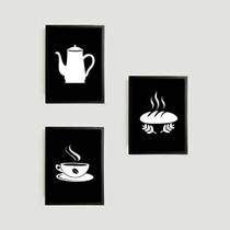 Kit 3 Quadros Time To Coffee 24x18cm Kit 3 Quadros Time To Coffee 24x18cm