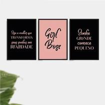 Kit 3 Quadros Transforme Sonhos Em Realidade 24X18Cm Branca Kit 3 Quadros Transforme Sonhos Em Realidade 24X18Cm Branca