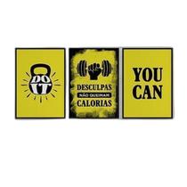 Kit 3 Quadros Treino You Can 24X18Cm - Com Vidro Kit 3 Quadros Treino You Can 24X18Cm - Com Vidro