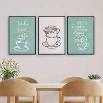 Kit 3 Quadros Tudo Fica Melhor Com Café 24x18cm - com vidro Kit 3 Quadros Tudo Fica Melhor Com Café 24x18cm - com vidro