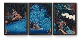 Kit 3 Quadros Ukiyo-e Liu Bei Cruzando O Rio Caoqi Kit 3 Quadros Ukiyo-e Liu Bei Cruzando O Rio Caoqi