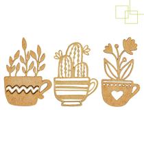 Kit 3 Quadros Vazados Cactos Formatos com Vaso Flores 16x9 MDF 3 mm Kit 3 Quadros Vazados Cactos Formatos com Vaso Flores 16x9 MDF 3 mm