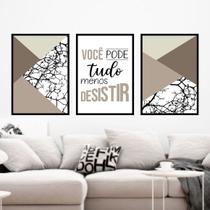Kit 3 Quadros Você Pode Tudo - Cinza 45x34cm - com vidro