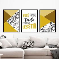 Kit 3 Quadros Você Pode Tudo - Dourado 45x34cm - com vidro