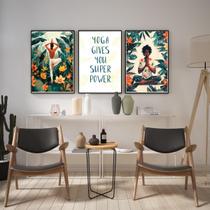 Kit 3 Quadros Yoga - Super Poderes 33x24cm