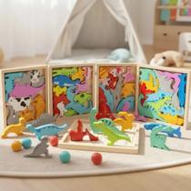Kit 3 Quebra Cabeça Encaixe Divertido 3D MDF Educativo Brinquedo Bebê Pedagógico Sensorial