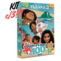 Kit 3 Quebra Cabeça Infantil Moana 2 com 100 Peças Toyster Kit 3 Quebra Cabeça Infantil Moana 2 com 100 Peças Toyster